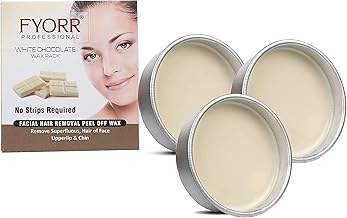 FYORR 80Gram Each Peel-Off Katori Wax For Upper Lip, Facial Hair, Eyebrow Free Waxing Wooden Spatula (White Chocolate, 240Gram), Women
