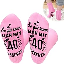 Forhandy Geburtstag Socken Frauen, Baumwolle Socken für Frauen Anti Rutsch Damen Socken So gut kann MAN MIT 40 AUSSEHEN Lustige Socken Damen Geschenke für 40 Geburtstag Frau Mutter Freunde