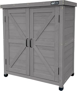 AXI Felix Gartenschrank aus Holz in Warmes Grau | Geräteschrank/Geräteschuppen für den Garten mit Ablage | 80 x 45 x 93 cm