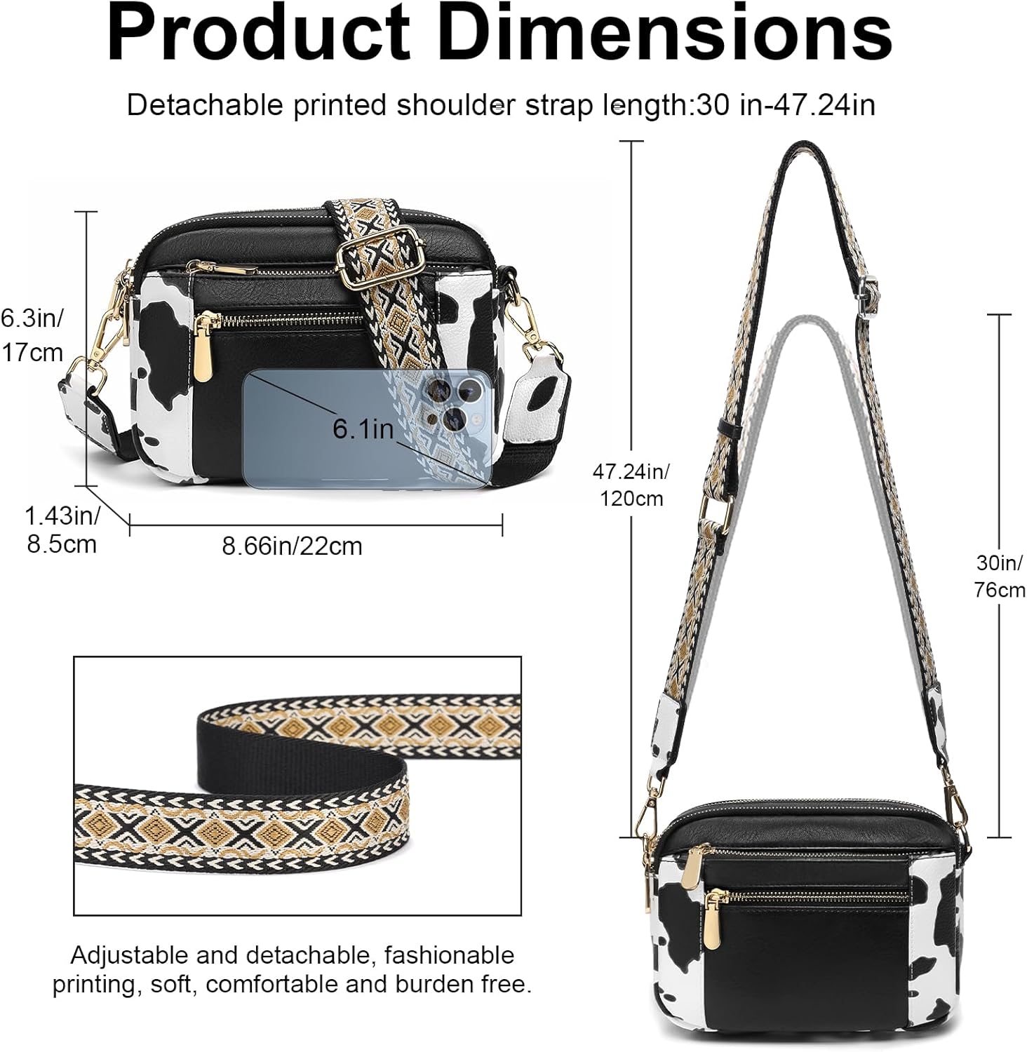 GAEKEAO Small Crossbody Bags For Women Vegan Leather Trendy Purses Shoulder Handbags Travel with Adjustable Wide Strap - Image 5