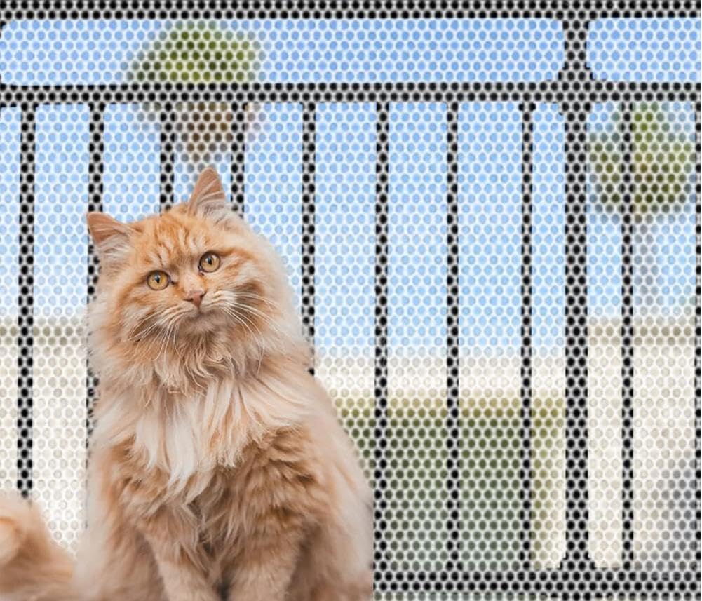 Cat Safety Netting Balcony Protection Mesh with Fixed Straps,Heavy Duty Garden Guard Plastic Fencing Net Reinforced Window Isolation Anti-Fall Stair Railing Net (0.47IN Hole Spacing,31.5IN*6.5FT)