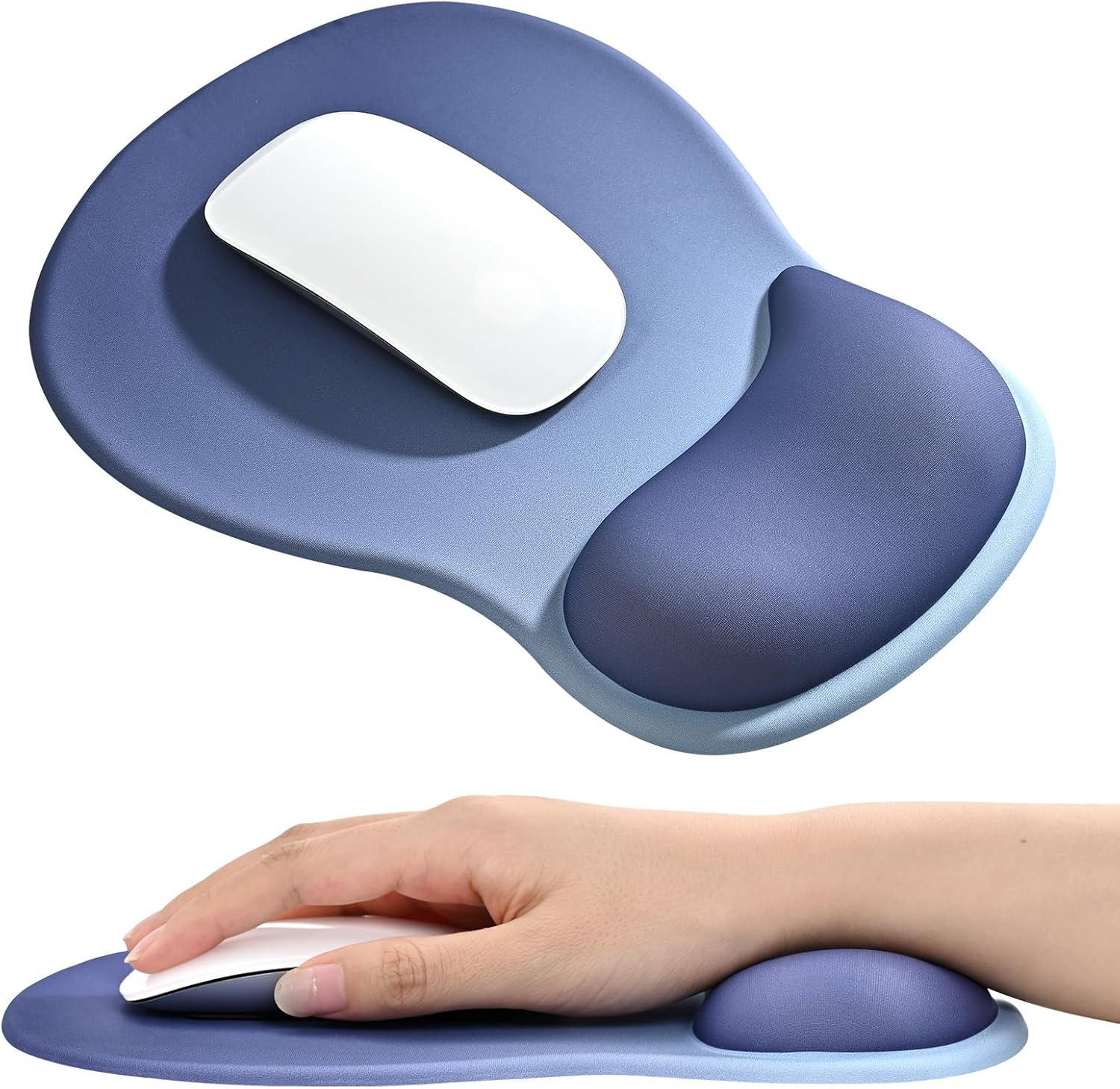 EooCoo Mouse Pad with Gel Wrist Rest, Ergonomic Mousepad Wrist Alignment | Middle Concave Design for Natural Wrist Alignment, Non-Slip Base Mousepad, Carpal Tunnel Relief, Office Desk Accessories
