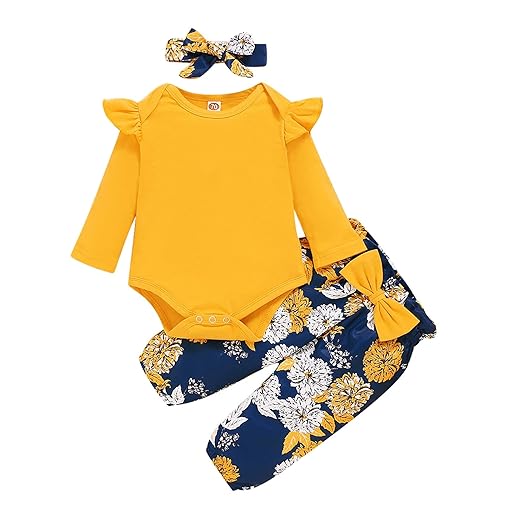 3/6 Months Baby Girl Clothes Fall Winter Infant Clothing Long Sleeve Ruffle Romper Pants Newborn Girl Outfit 3-6 Months Girl Clothes