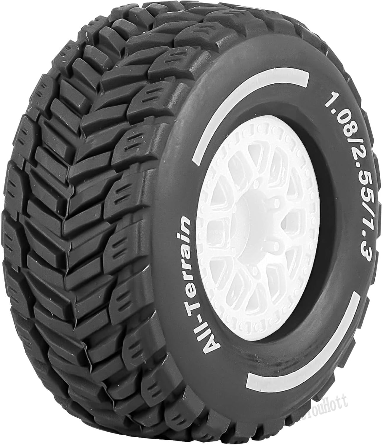 RC Front/Rear Wheel Tires for 1/14 Mojave Grom RC Car,Highway Wheels and Tires Set(4PCS),Plastic Wheels/Wheel Rims,White