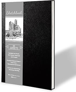 Hardcover Sketch Book 9" x 12", Sketchbook Drawing Pads, 160GSM Thick Smooth Sketching Paper 46 Sheets/92 Pages, Micro-Perforated Pages, Durable Acid Free Drawing Art Paper - A Great Gift
