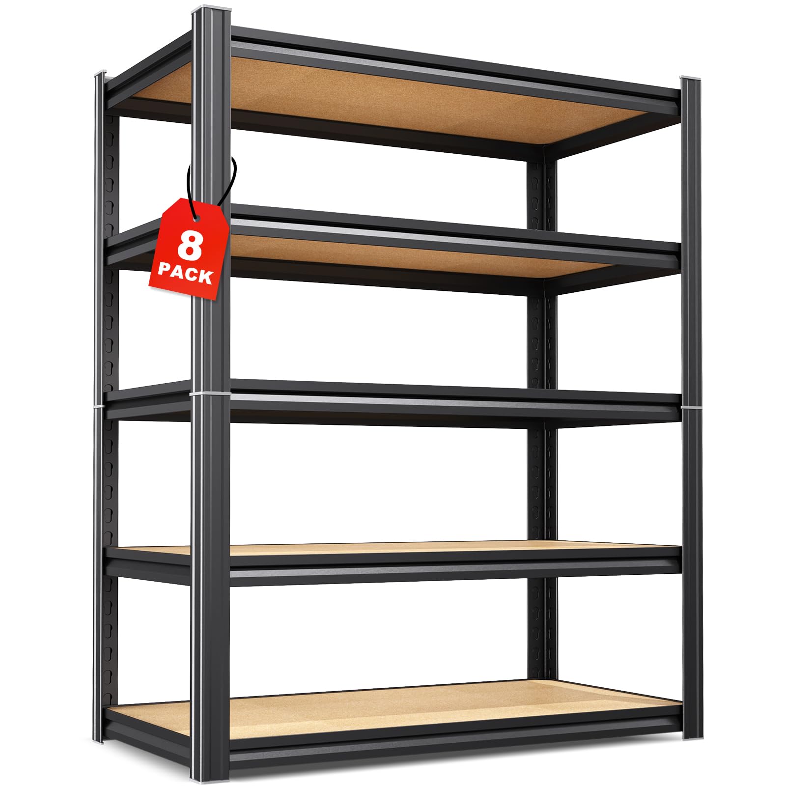 Set of 8-71"H-35"W-16D Garage Shelving-2050LBS 5 Tier Storage Shelves,Adjustable Heavy Duty Metal Shelving Unit and Storage Large Rack,Utility Steel Shelf For Shop Warehouse Industrial Pantry Basement