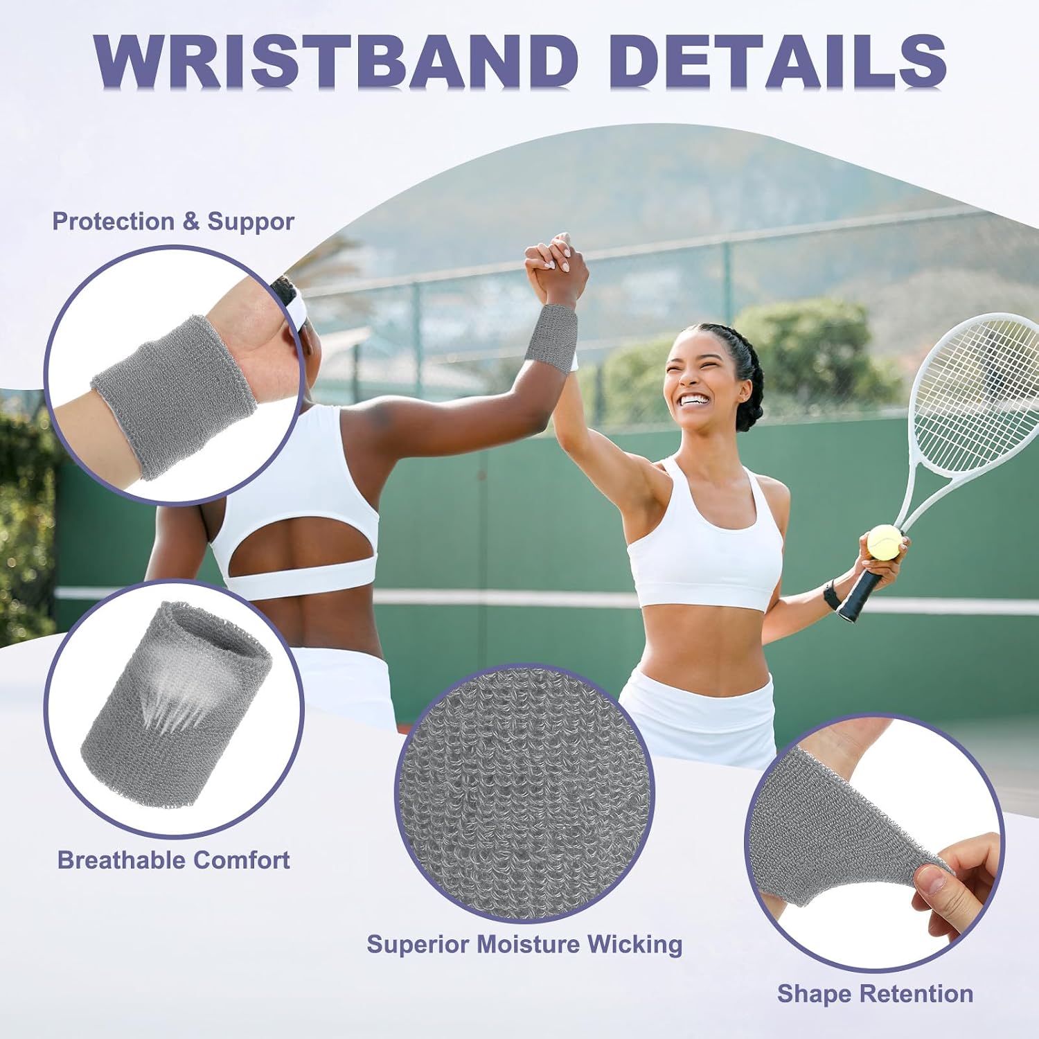 MECCANIXITY Sweat Band Set Sports Terry Cloth Headband Wristband Set Moisture Wicking Sweat Absorbing Head Band for Women Men Workout Exercise Basketball