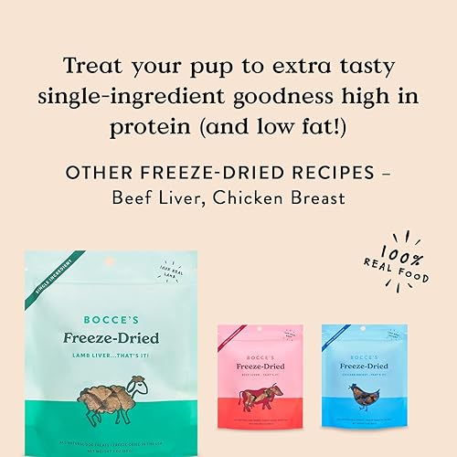 Miniatura 4 de Bocce's Bakery Golosinas de hígado de cordero liofilizadas para perros, totalmente naturales, golosinas liofilizadas hechas con un ingrediente,