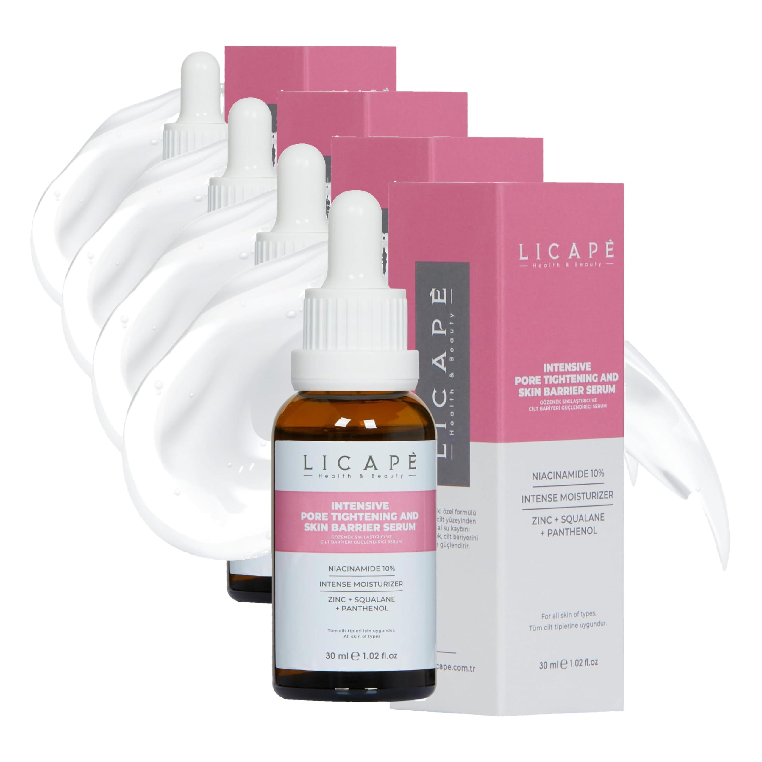 Gözenek Sıkılaştırıcı ve Cilt Bariyeri Güçlendirici Niacinamide%10 Serum 30ml (4 paketi)