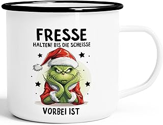 MoonWorks® Taza esmaltada antiNavidad con frase ironía sarcasmo divertida taza de Navidad regalos para Navidad Muffel Fras...