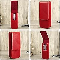 Vista 2 de Estuche Superior de Cuero Genuino de Grano Superior con 3 Ranuras para Lápices/Bolígrafos, Diseño de Moda Sólido Sin Logo, Hecho a Mano, Cierre