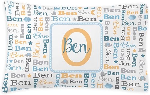 Let's Make Memories Collage Name - Funda de almohada de felpa, personalizada con nombre, hora de la siesta, hora de dormir, color azul