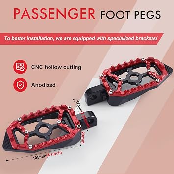 Road King Street Glide Floorboards MX Foot Boards for Harley Touring CVO Brake Shifter Levers 2014-2024 (Red+Black)