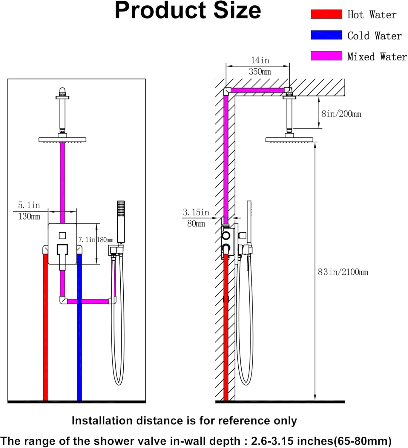 SKOWLL Shower Faucets Sets Complete Ceiling Mount 12 Inch LED Shower Head System with Handheld, Bathroom Rainfall Shower Fixtures Valve Kit, 3 Color Changing Showerhead, Matte Black