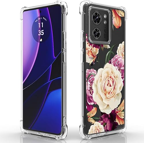 Osophter Funda para Motorola Edge 2023 funda de goma TPU flexible de absorción de golpes para Moto Edge 2023 (flor morado)