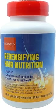 Redensifying Hair Nutrition - Hair Regrowth Supplement with AnaGain Nu, Saw Palmetto, Ecklonia Cava, Coenyzme Q10, Tocotrienol, L-Carnitine | DHT Blocker | Reduce hairfall for Men & Women