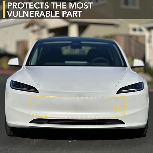 Miniatura 9 de Película protectora transparente para parachoques (PPF) para Tesla Model 3 con recortes de sensores de estacionamiento (hasta noviembre de 2022)
