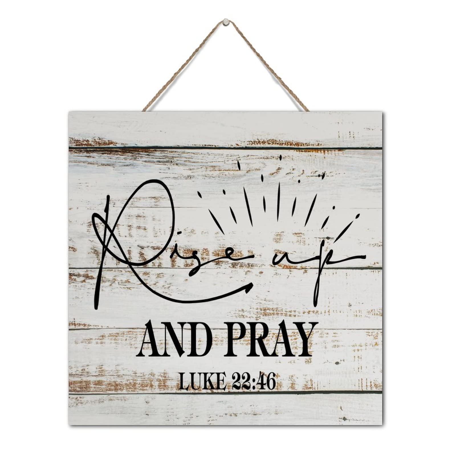Plaque murale en bois Rise Up And Pray 30cm, décoration intérieure en bois de qualité