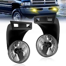 Shocklight Fog Lights Replacement for 1994-2001 Dodge Ram 1500 2500 3500 PickUp Truck Front Bumper Driving Lamps 1 Pair of Fog Lights Clear Lens