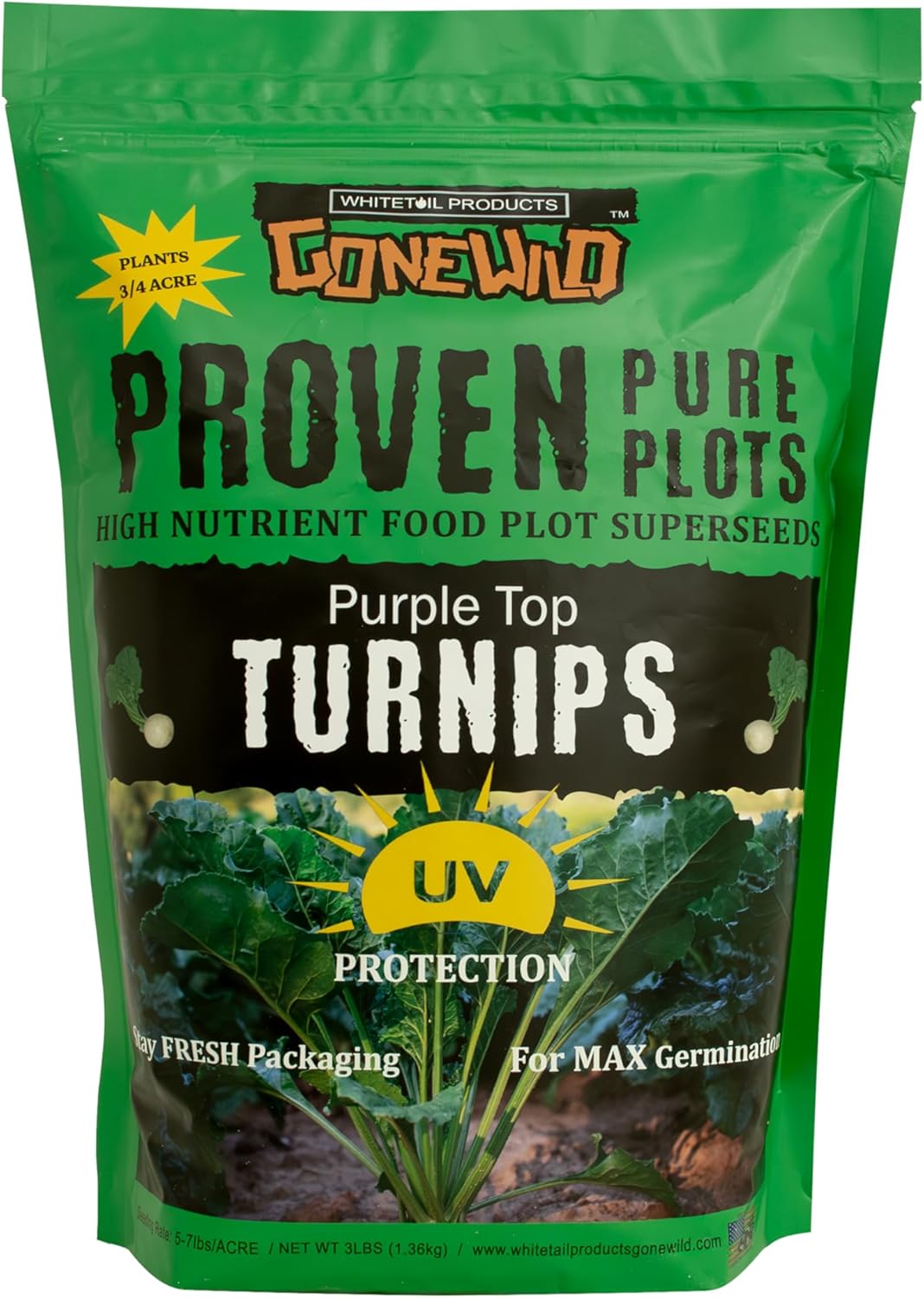 Purple Top Turnips Food Plot Seeds. 3lb Bag, G8021