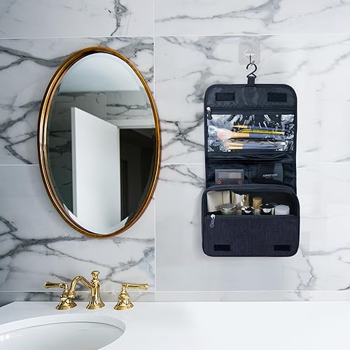 Miniatura 6 de Bolsa de aseo de gran capacidad con gancho para colgar, bolsa de viaje para hombres y mujeres, bolsa impermeable de cosméticos de viaje, bolsa de
