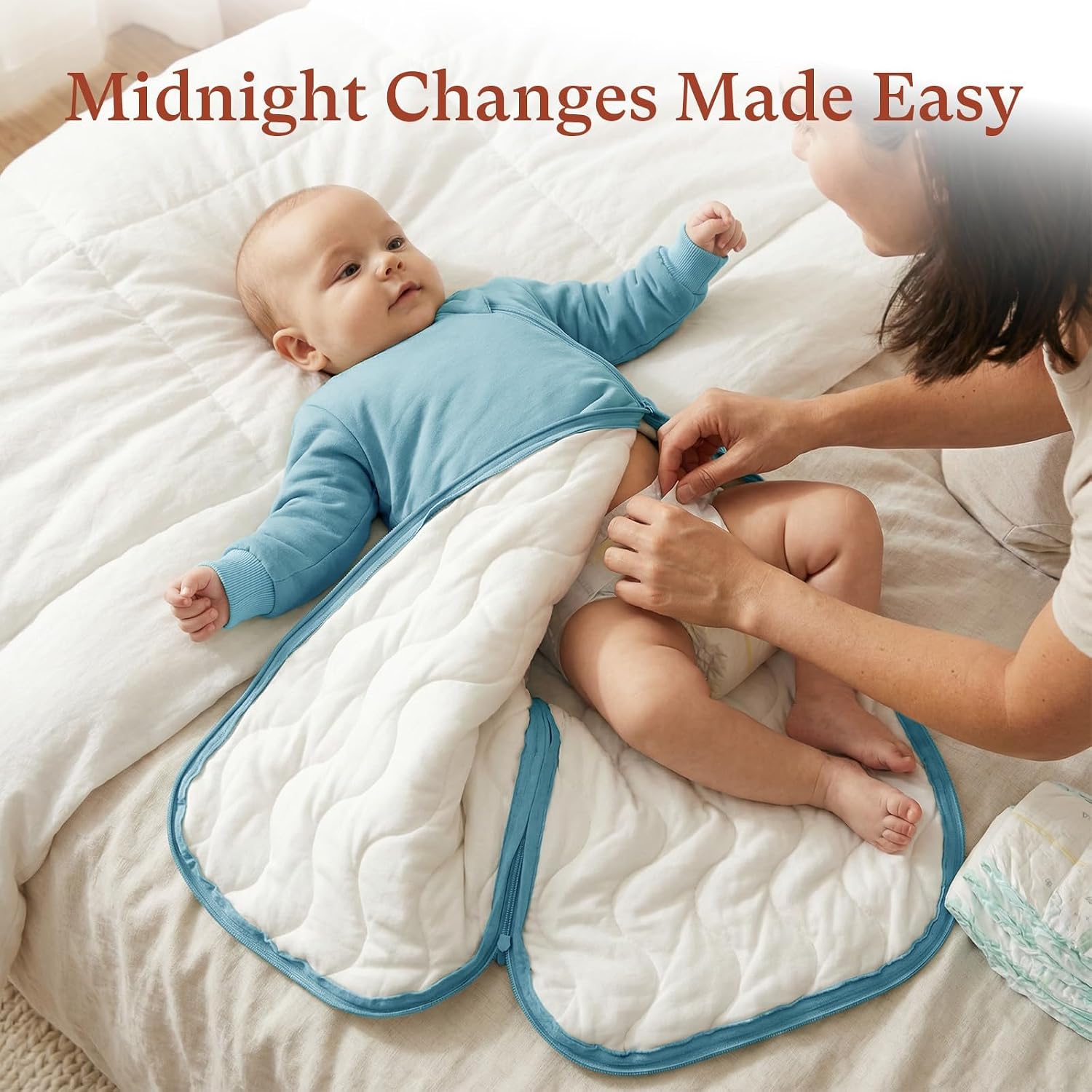 Long Sleeve Baby Sleep Sack 1.0 TOG, Soft Wearable Blanket for Toddlers, 2-Way Zipper Sleeping Sack, Roomy Fit, 3-36 Months
