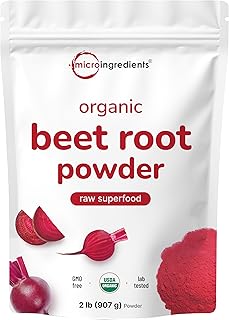 Micro Ingredients Organic Beet Root Powder, 2 Pounds | Cold Pressed, Water Soluble, High Concentrate