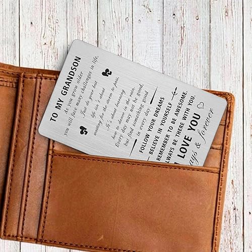 Miniatura 4 de CPLJW Tarjeta de regalo de cumpleaños para nieto  Never Forget I Love You  Tarjeta de felicitación de cumpleaños para nieto, regalo de abuela y