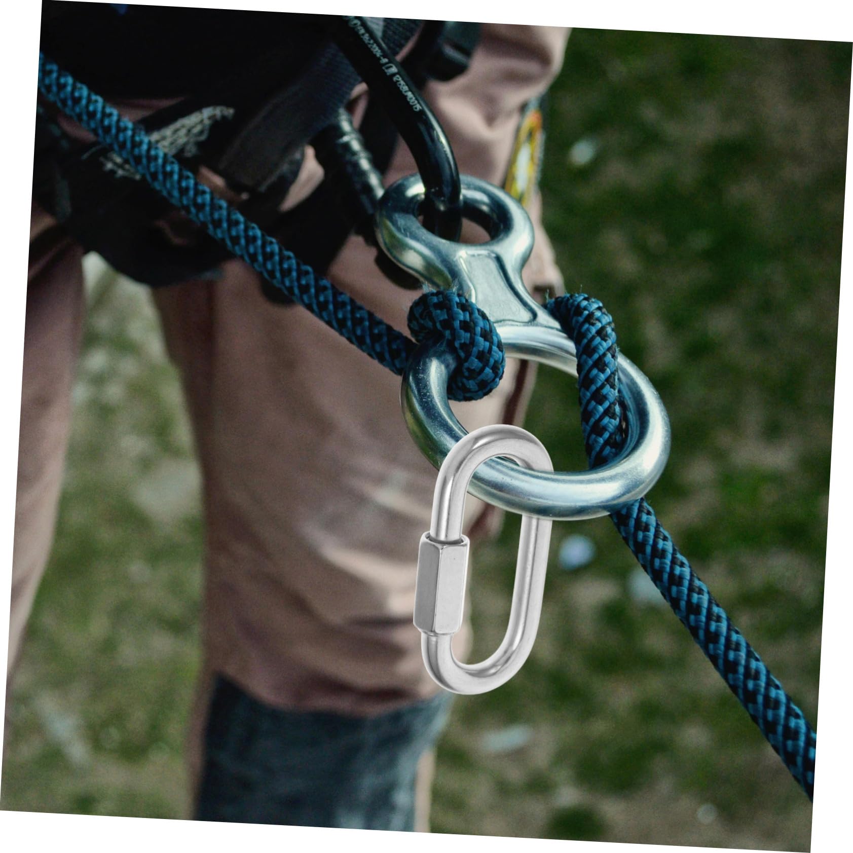 KOMBIUDA 10 piezas Conectores de Cadena de Acero Inoxidable Forma D con Cierre Rápido y Mosquetones de Bloqueo para Hamaca Camping Equipo Exterior Resistente y Seguro