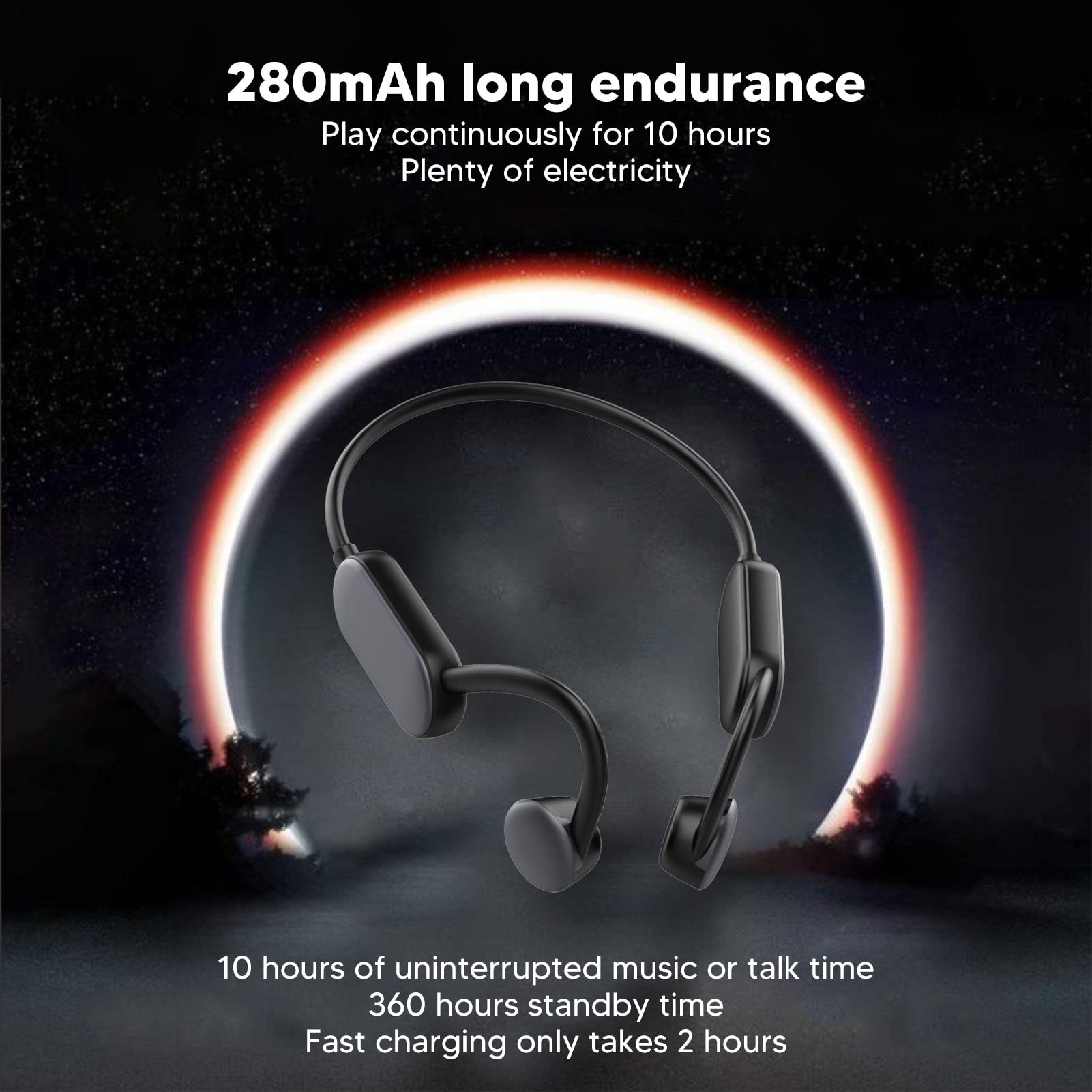 Słuchawki Douszne, Wodoodporna Redukcja Szumów IPX8 Bluetooth 5.0 Słuchawki Sportowe Z Otwartymi Uszami Bluetooth, Możliwość Zginania O 360 Stopni Bez Deformacji do Biura Ćwiczeń Sportowych