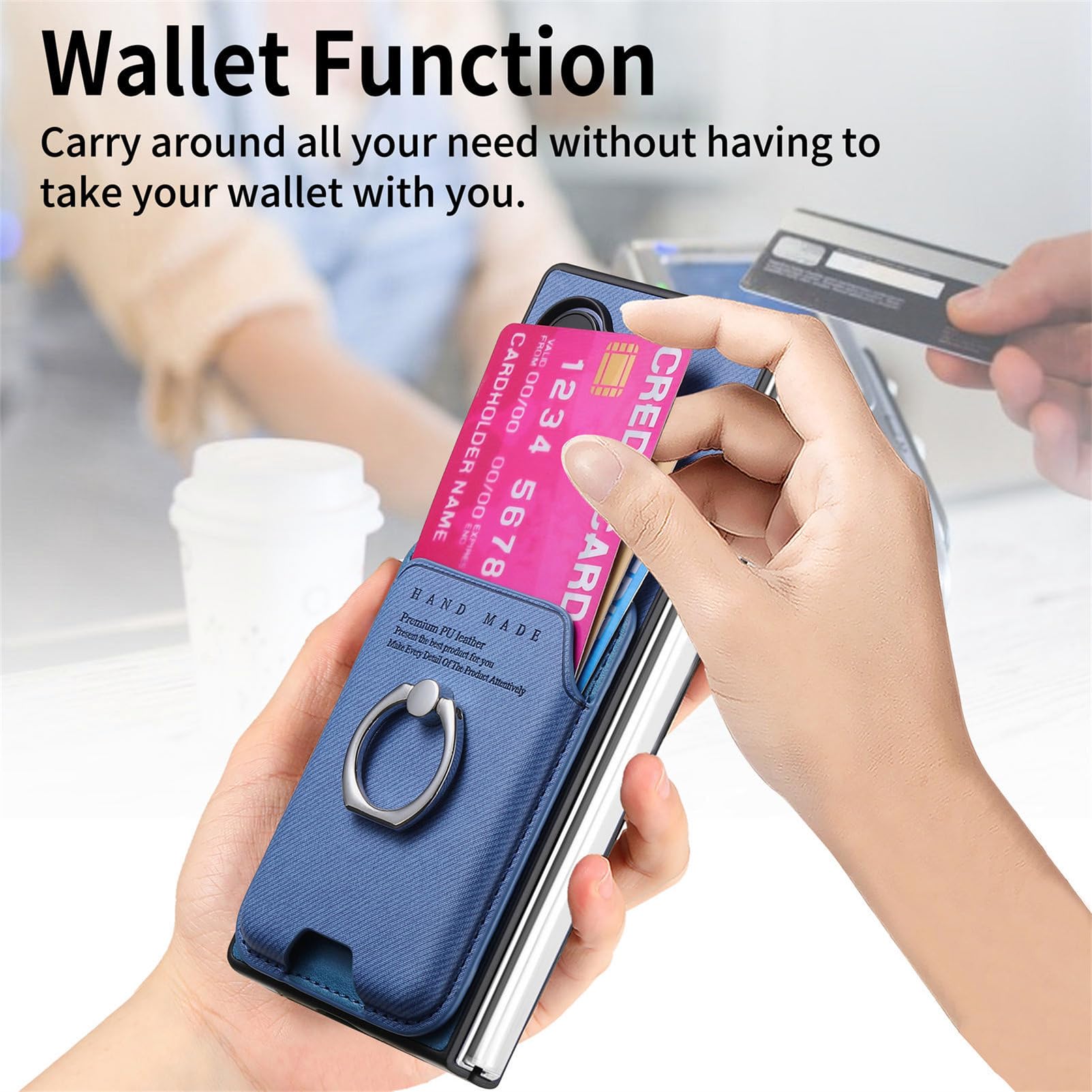 Etui magnetyczne do Samsung Galaxy Z Fold 6, zdejmowane etui portfelowe antypoślizgowe skórzane etui biznesowe z obrotową metalową podstawką, zielone, Z Fold 6