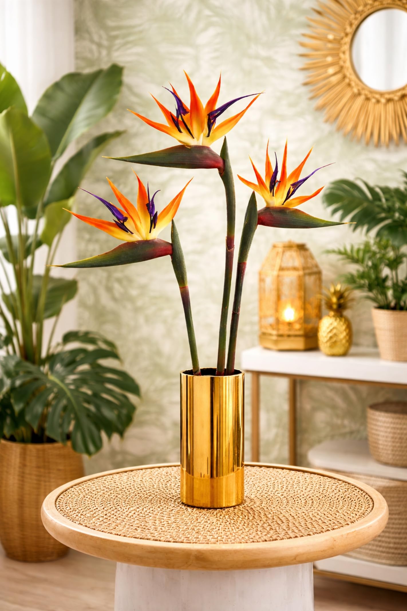 Amazon.de: Strelitzia Kunstblume gro realistisch  3er Set 60cm Paradiesvogelblume  knstlich, Tropische Kunstpflanze Deko knstliche Blumen fr Vase exotische  Wohnzimmer Dekoration knstliche Strelitzia Blume