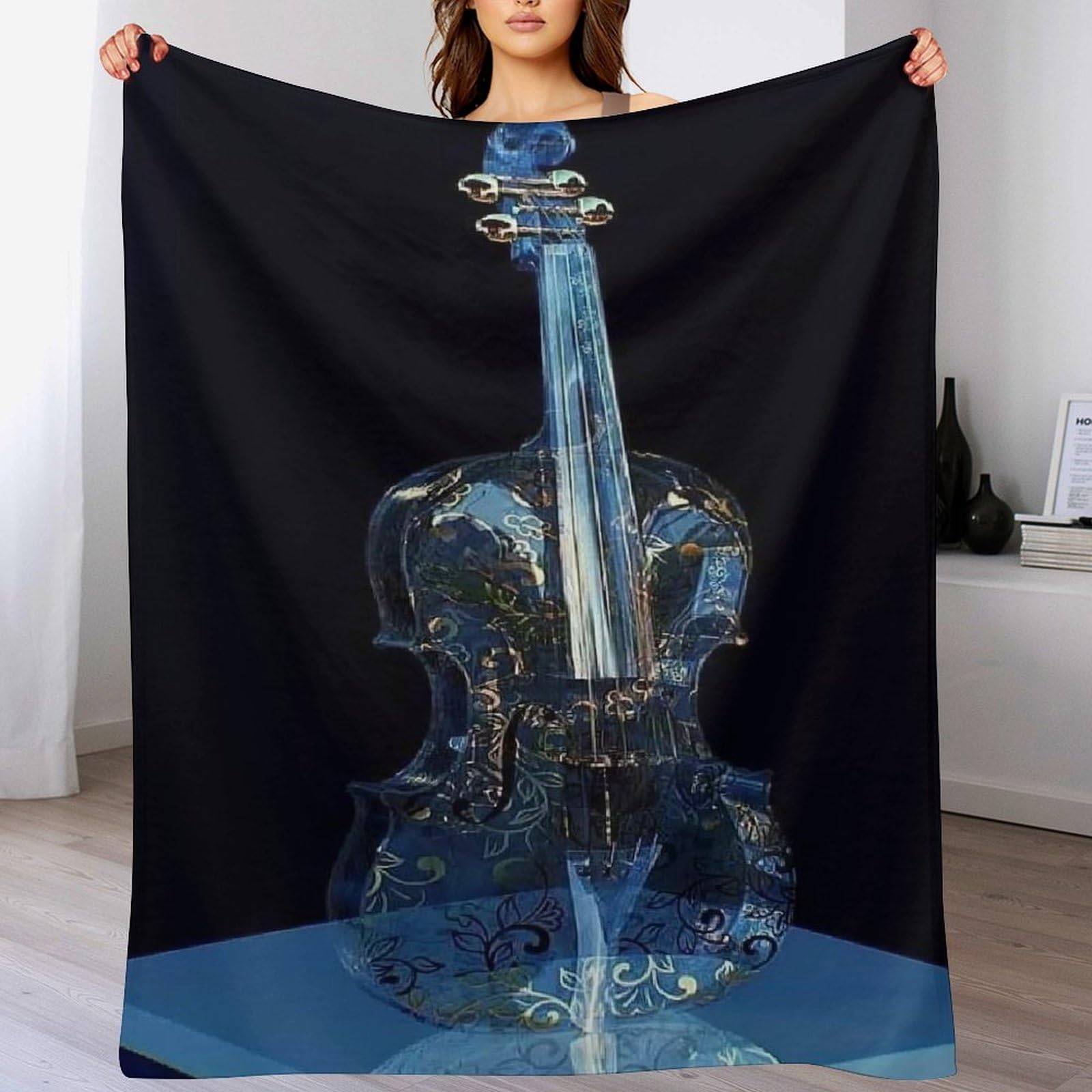 Couverture en flanelle supérieure motif violon plaid thermique ultra doux