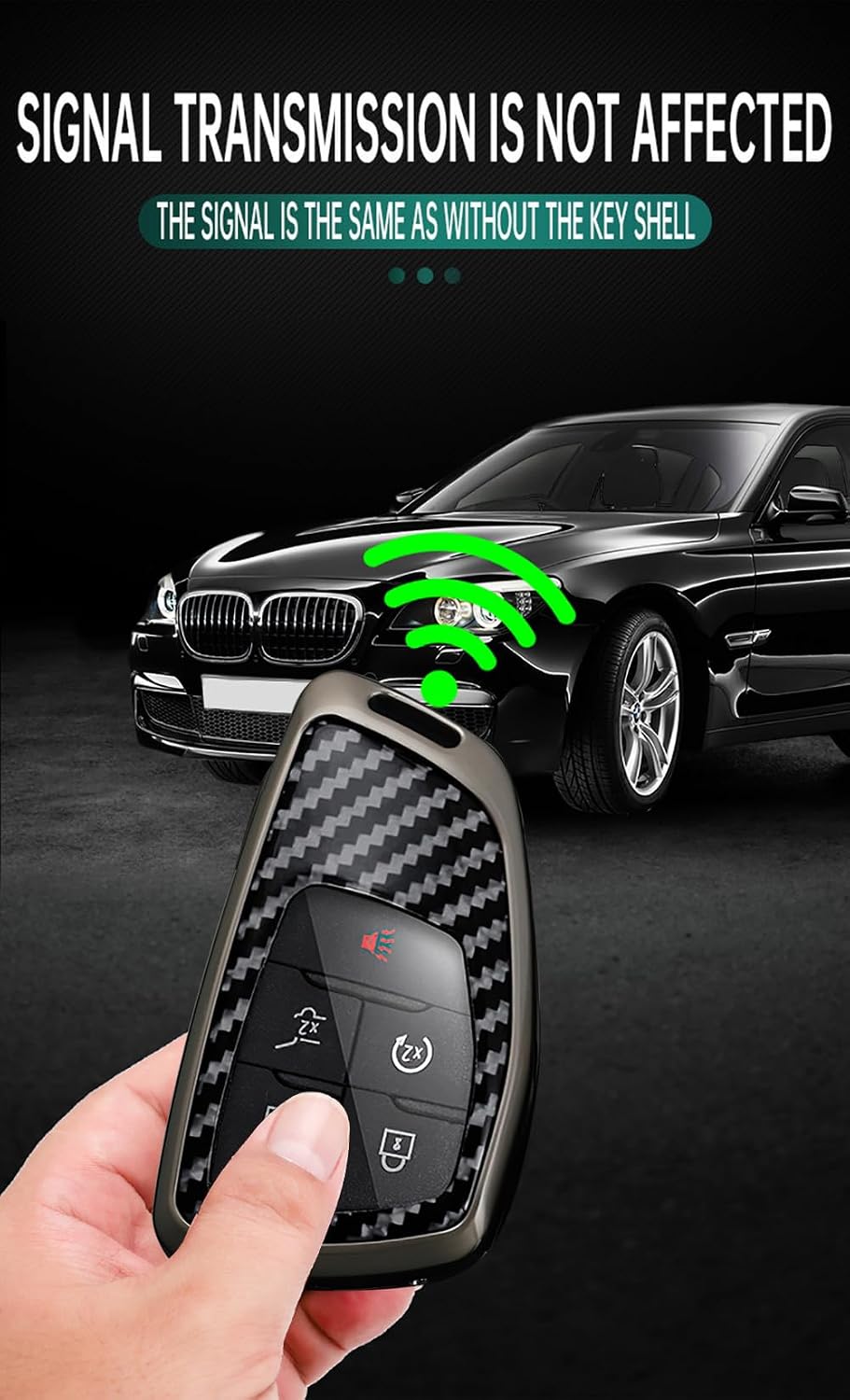 HIBEYO Key Fob Cover for Buick Envision GMC Yukon 6 Button Key Case Cover for Chevy Suburban Tahoe Silverado 1500 LT 2021 2022 Accessories with Keychians PVC Carbon Fiber Key Case-Blue