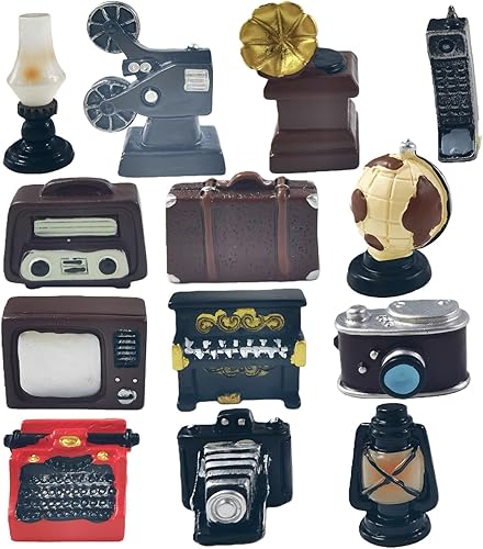 EMiEN Mini electrodomésticos retro antiguos para casa de muñecas, kit de modelos de electrodomésticos en miniatura, piano, fonógrafo, televisión,