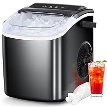 COWSAR Ice Maker Countertop, Portable Ice Machine with Self-Cleaning, 26.5lbs/24Hrs, 9 Bullet Ice Cubes in 6 Mins, Ice Basket and Scoop, Ideal for Home, Kitchen, Bar, Camping