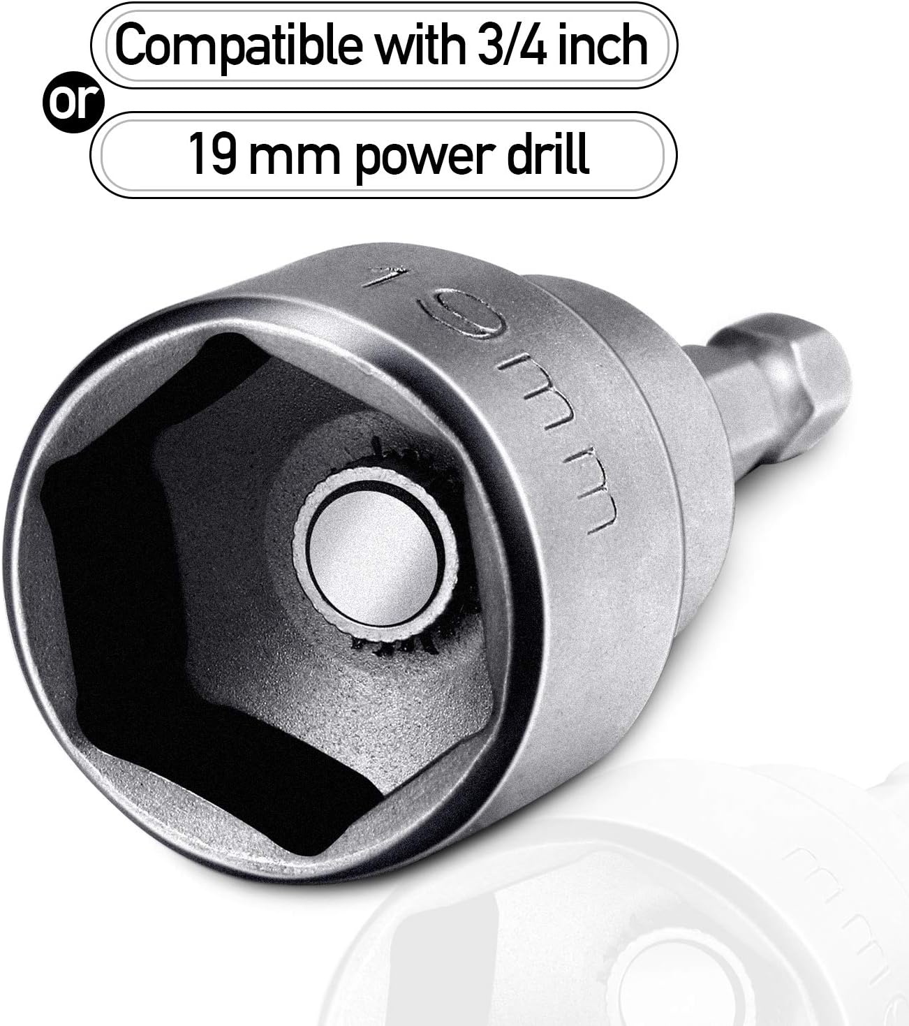 3 Pieces RV Leveling Scissor Jack Socket Drill Adapter Work with 1/4 Inch Hex Shank Tools Compatible with 3/4 Inch or 19mm Hex Drive Jacks