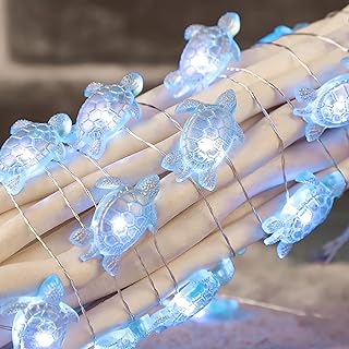 Blue Turtle String Lights USB Plug-in with Remote 10FT 40LEDs Silver Turtle Battery Operated Light String Under The Sea Fairy Lights Table Decor for Ocean Beach Summer Home Party Girls Room