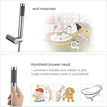 Hapilife Bath Mixer Taps Waterfall with Handheld Shower Head Bathroom Bathtub Tap with Shower Attachment Deck Mount Chrome Brass Tub Taps Monobloc Dual Lever