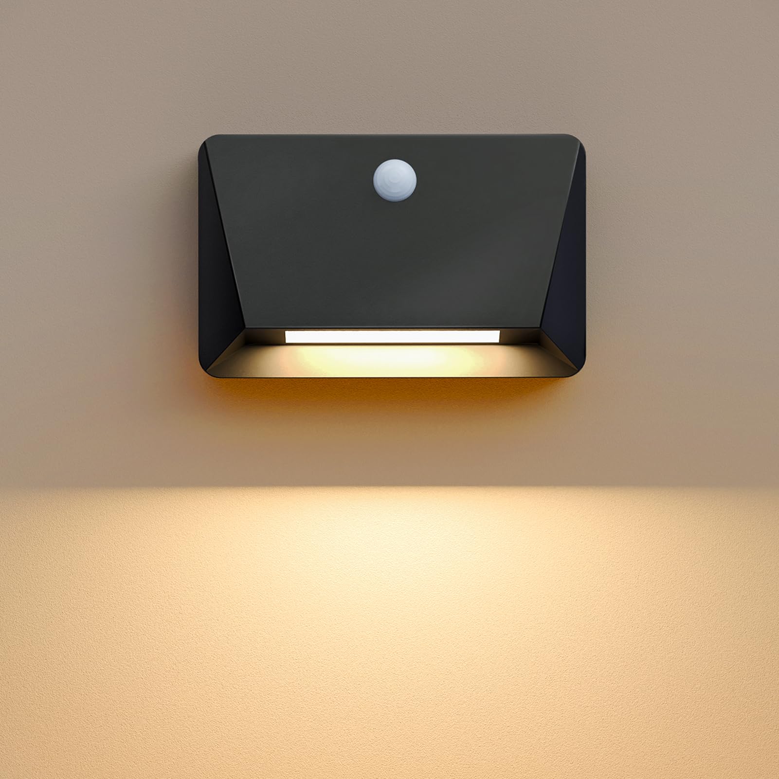 uuffoo Rechargeable Motion Sensor Wall Light, Magnetic Linkage Multi-Sensor Stair Lights with 3 Brightness Levels, Wireless Battery Operated Indoor Wall Lamp for Closet Bedroom Hallway(Black)