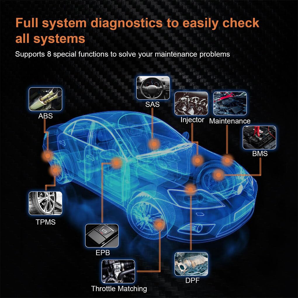 VUIUYOIES Strumento diagnostico Completo del per Sistema OBDII per diagnosi Rapida Lettore di Codici Bluetooth Rilevatore di guasti per Auto elettriche