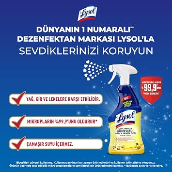 Lysol Çok Amaçlı Dezenfektan Yüzey Temizleyici Köpük Sprey 750 ml