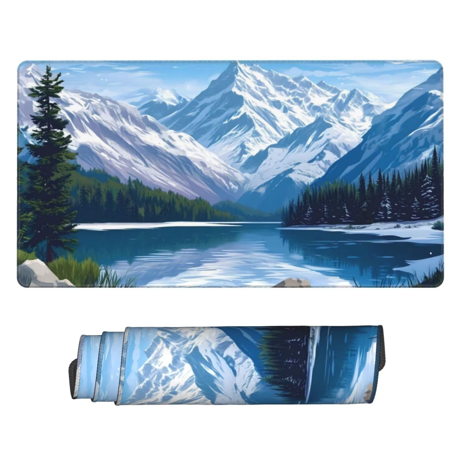 Podkładka pod mysz górską, duża podkładka pod mysz 1200 x 400 mm, podkładka pod mysz do gier, podkładka na biurko ze zszytymi krawędziami, podkładka pod mysz z klawiaturą, do pracy, gier, biura, domu