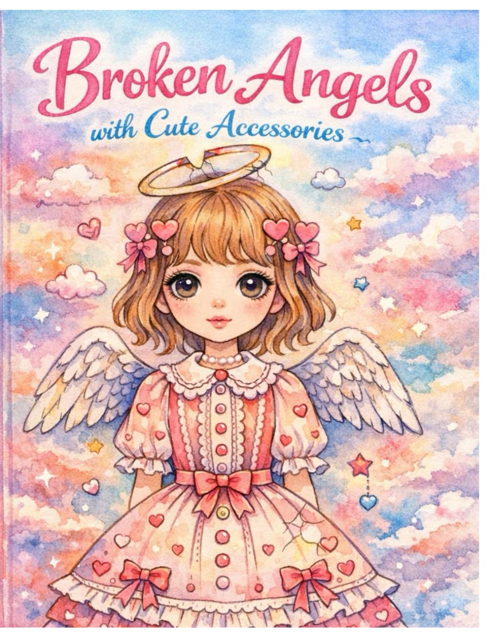 Broken Angels with Cute Accessories: A Cute & Melancholic Coloring Book