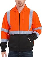 Vista 23 de ProtectX Class 3 High Visibility Safety Sweatshirt for Men, Reflective Hoodie with Large Pocket for Construction & Work