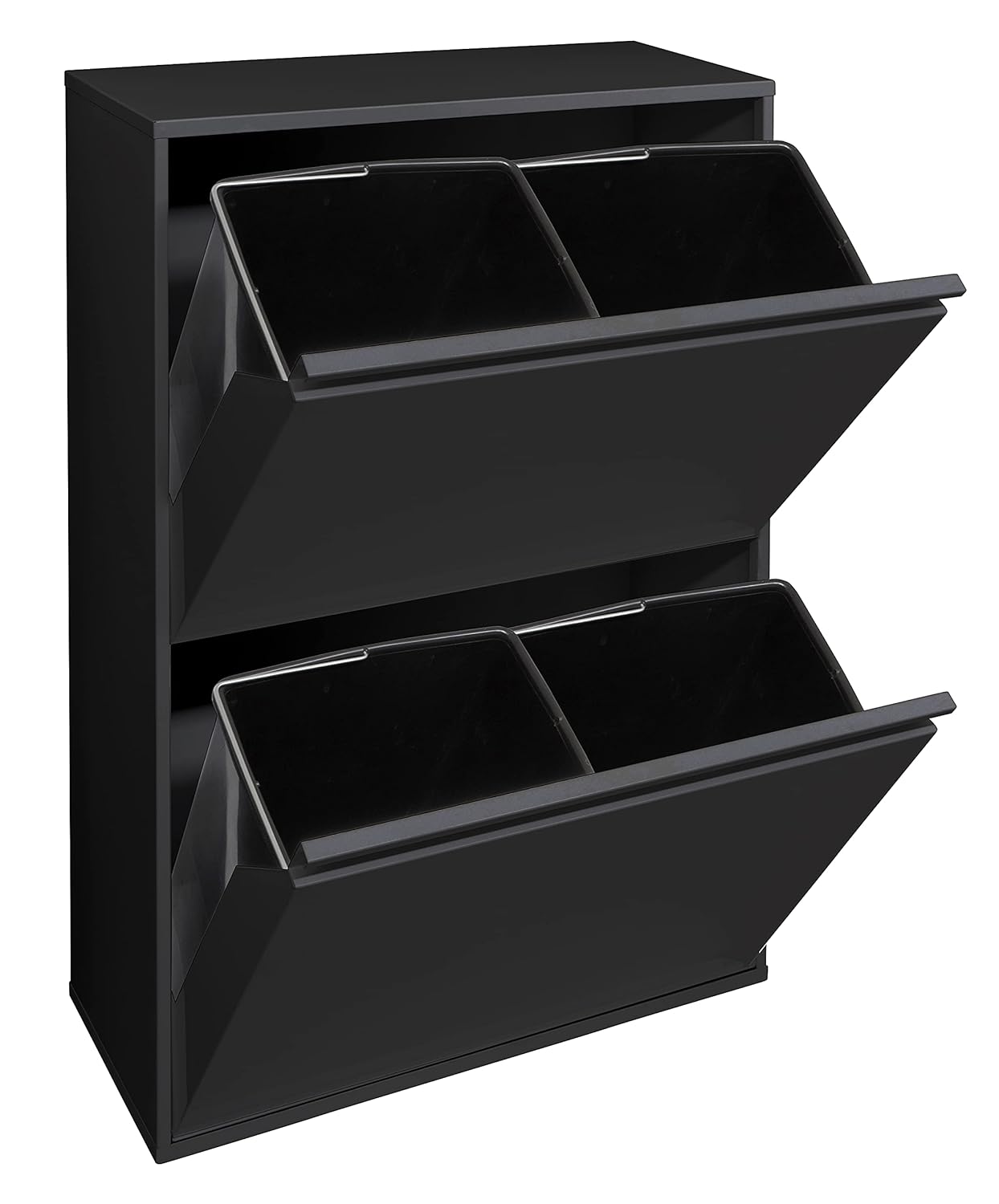 Arregui Basic CR606-B 4-Compartment Steel Trash and Recycling Bin | 4x17L (68L) | Kitchen Trash Bins | Recycling Bins for Home or Office | black