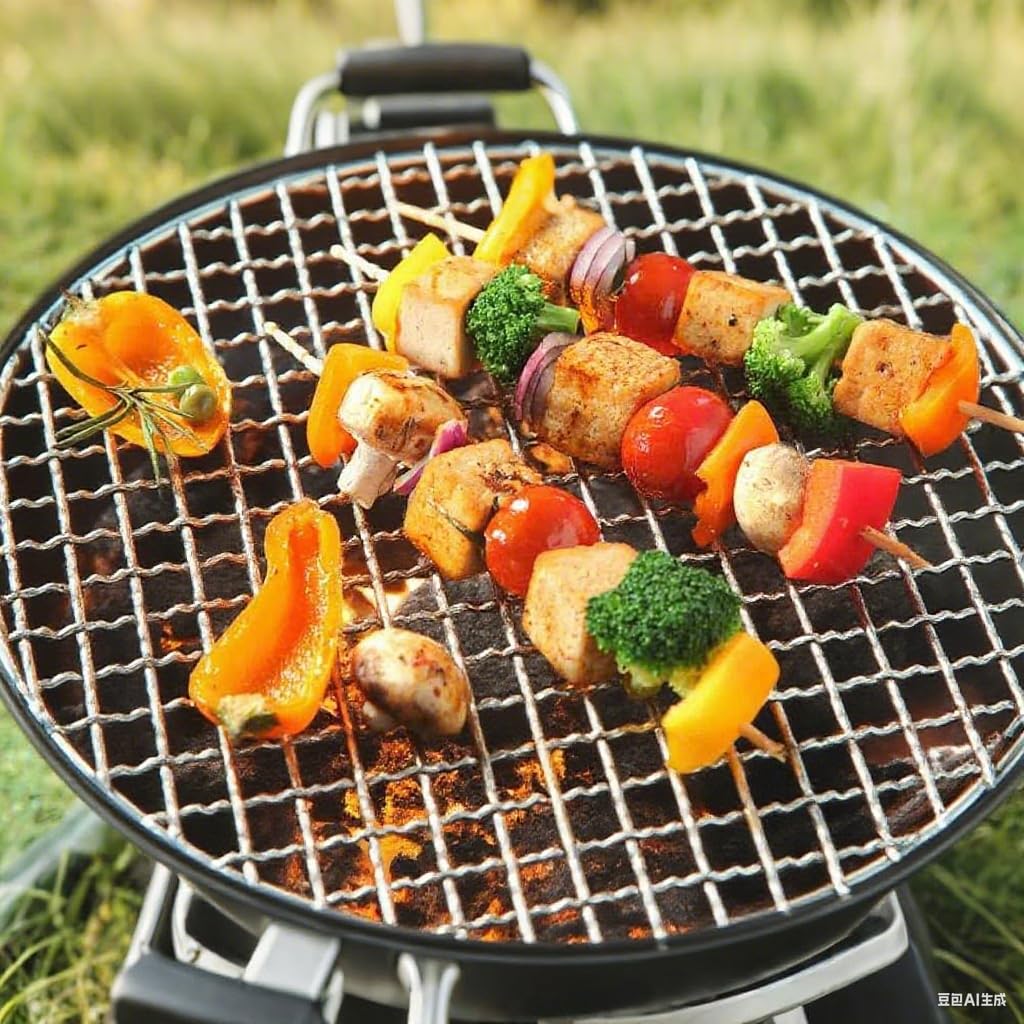 Griglia rotonda in acciaio inox, griglia per barbecue all'aperto