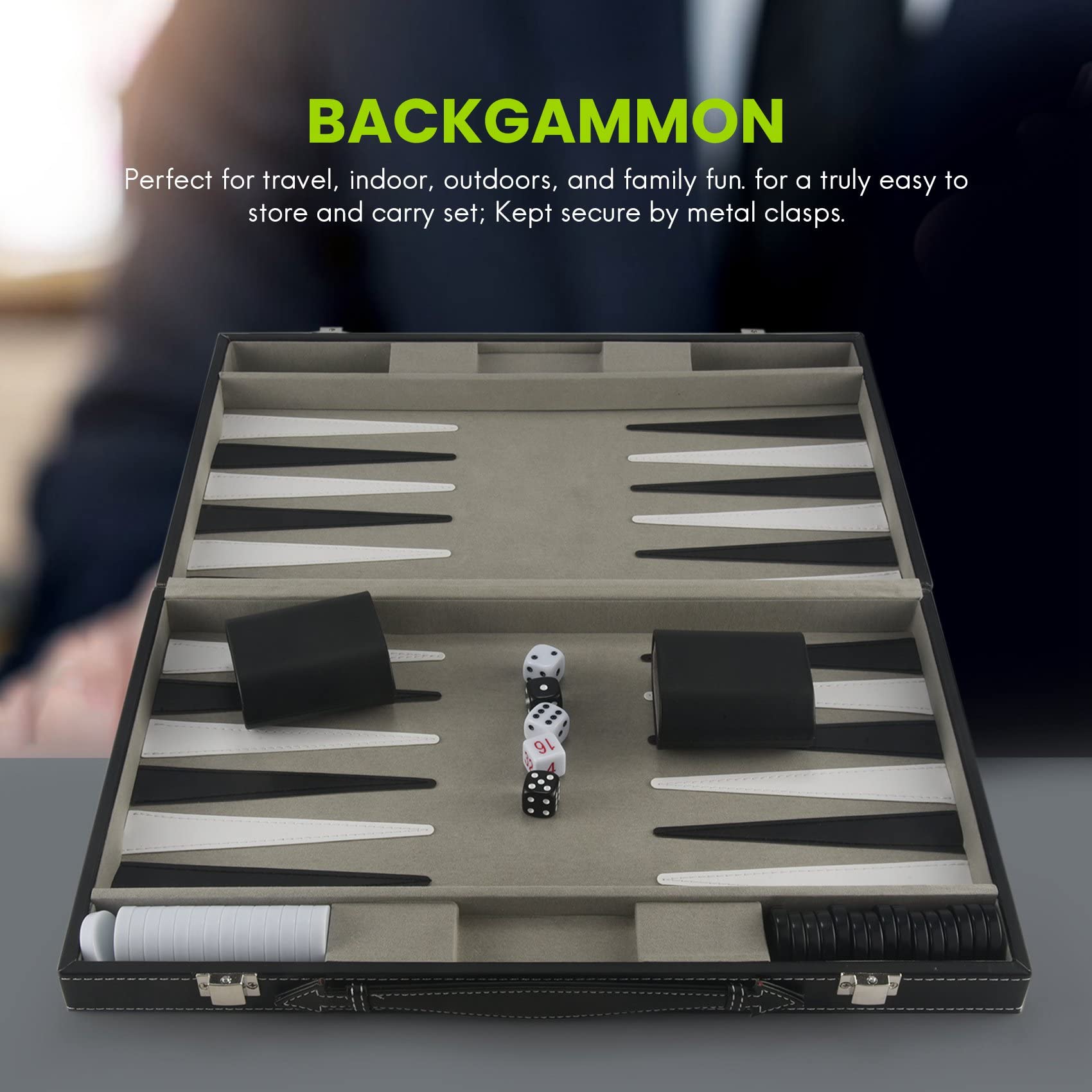 Juego de Backgammon - Juego de Backgammon CláSico de 14,75 Pulgadas para Adultos, Juego de Mesa para Juego de Backgammon Antiguo, Juego Familiar