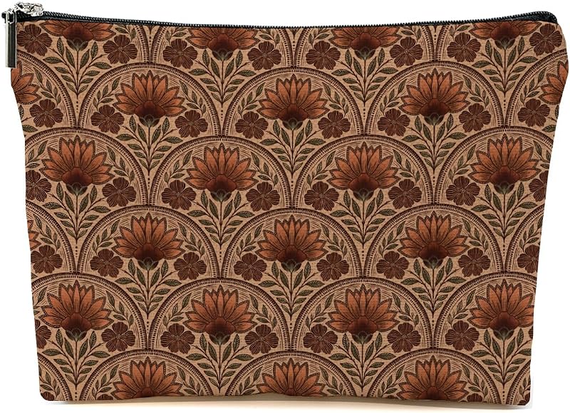 Necessaire de maquiagem Blue Leaves Bohemian Moon Earth Tone Floral, 1 unidade