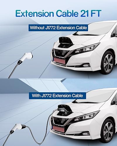Miniatura 6 de Cable de extensión de cargador EV, cable de extensión J1772 de 40 amperios de 21 pies compatible con cargadores de vehículos eléctricos SAE J1772 de
